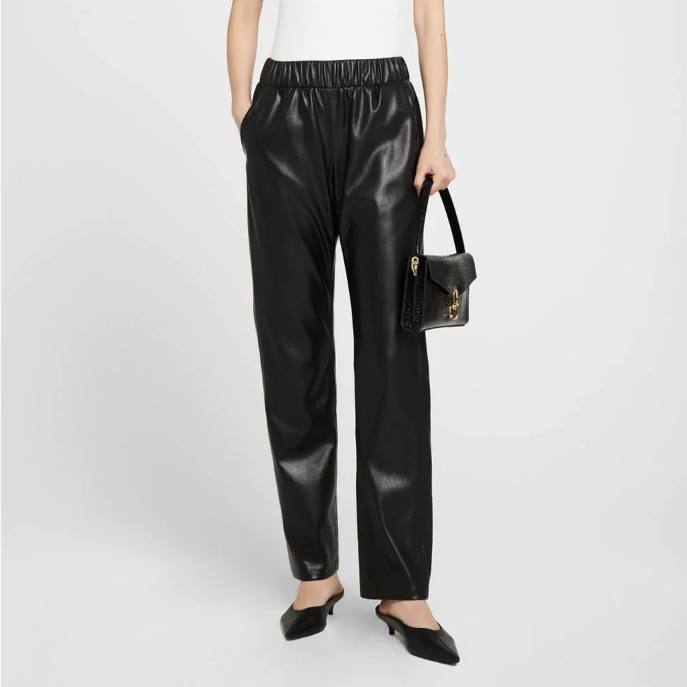 Anine Bing Black Vegan Leather Joggers